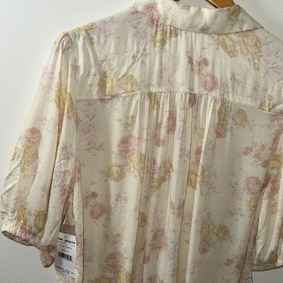 Free People New with Tags Ivory Floral Top - Picture 7 of 8